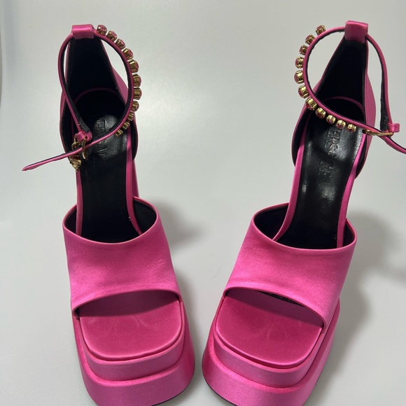 Versace Aevitas Satin Platform Pumps Pink Women’s EU 38.5/US 8.5 - Picture 3 of 12